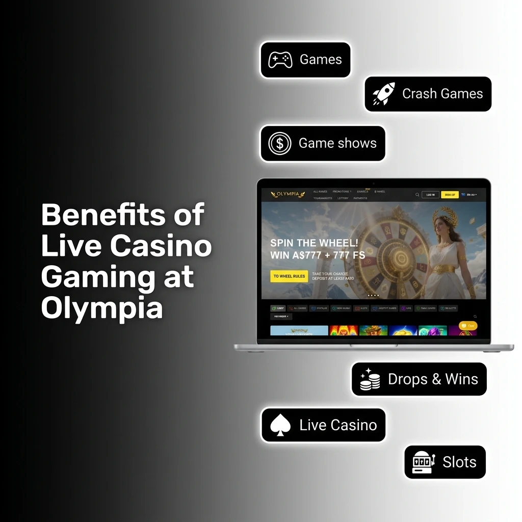 Live casino gaming at Olympia with real dealers, physical equipment, flexible bets, and top providers like Evolution and Pragmatic Play
