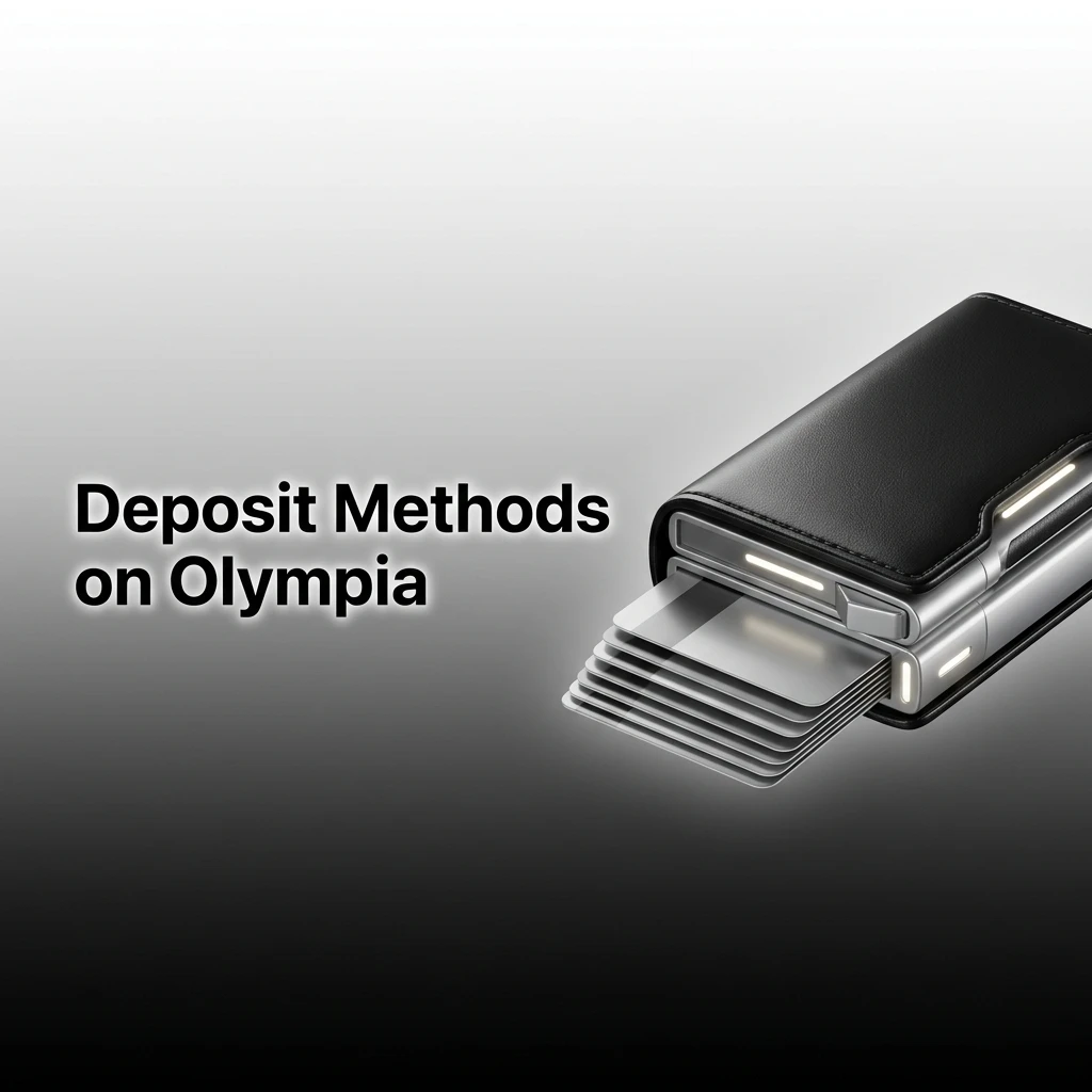 Olympia platform deposit methods guide showing cashier options for Australian users including bank transfer, e-wallets and cards