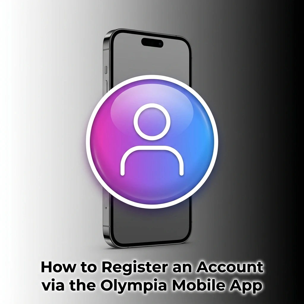 Olympia mobile app account registration screen showing step-by-step sign-up process for Australian users