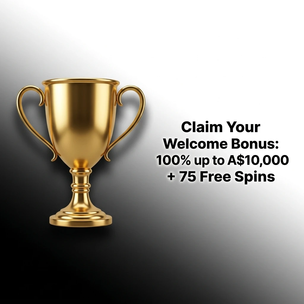 Olympia Casino welcome bonus offer 100% up to A$10,000 plus 75 free spins for new Australian players