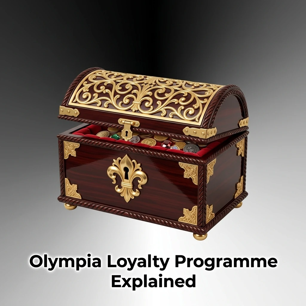 Olympia loyalty programme tiers from Bronze to Diamond with cashback, VIP perks, and points earned per A$10 wagered