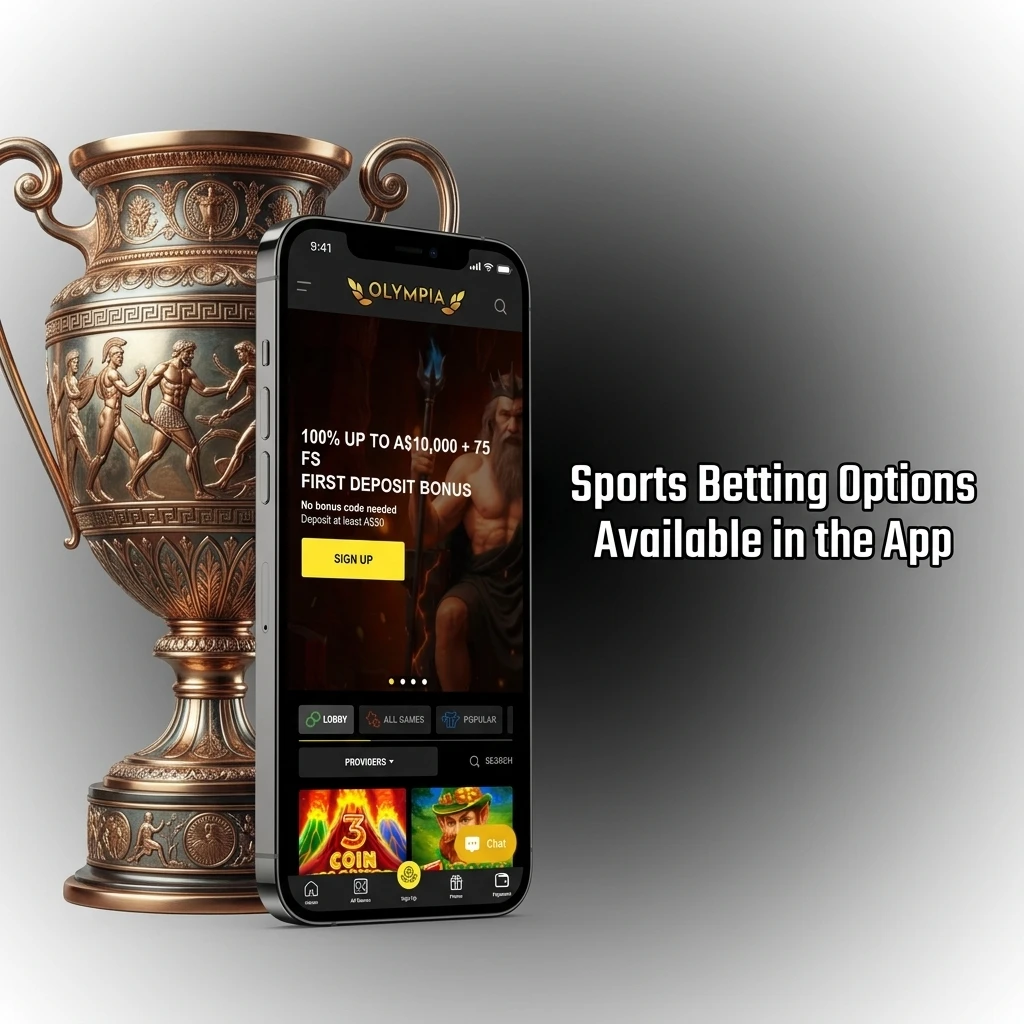 Olympia app sports betting options including AFL, NRL, cricket, tennis, horse racing, golf, esports and more