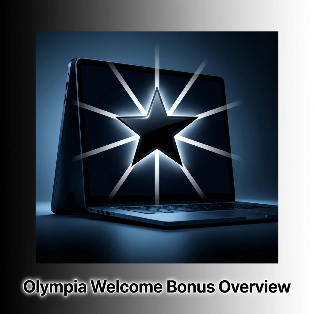 Olympia Casino welcome bonus table showing 100% match up to A$10,000 plus 75 free spins with A$20 min deposit