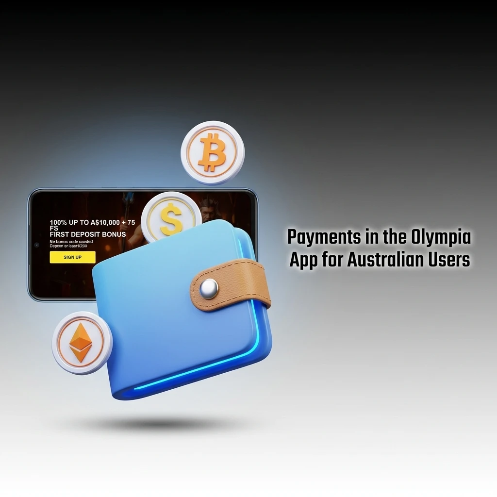 Olympia app payment methods for Australian users including PayID, Visa, Apple Pay, Google Pay, Skrill and more