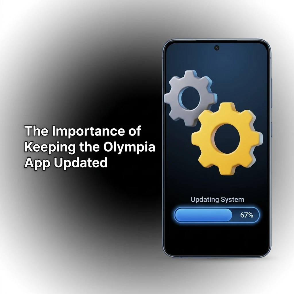 Olympia app update shown on smartphone screen highlighting security patches and improved betting features